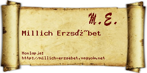 Millich Erzsébet névjegykártya
